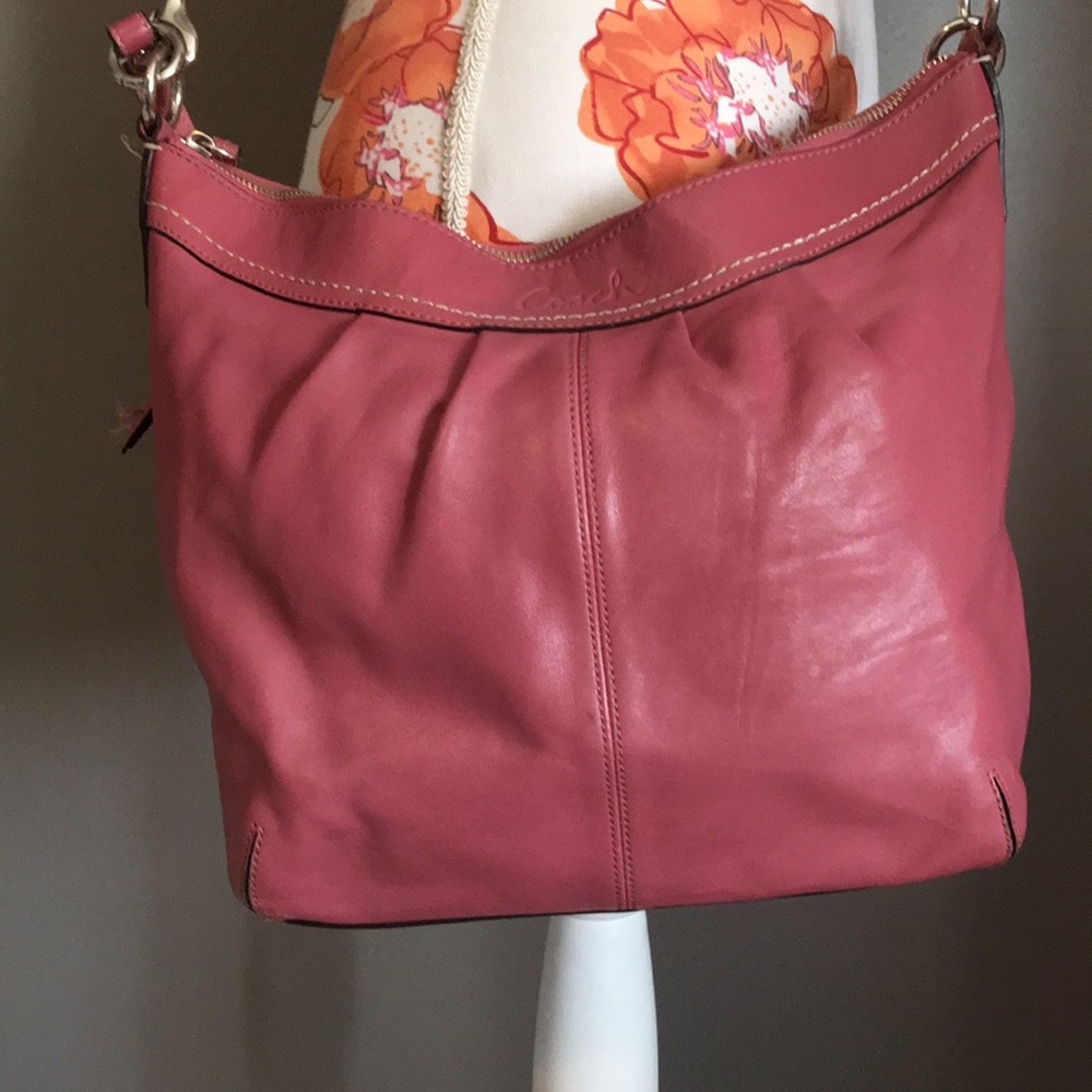 Pink leather coach purse